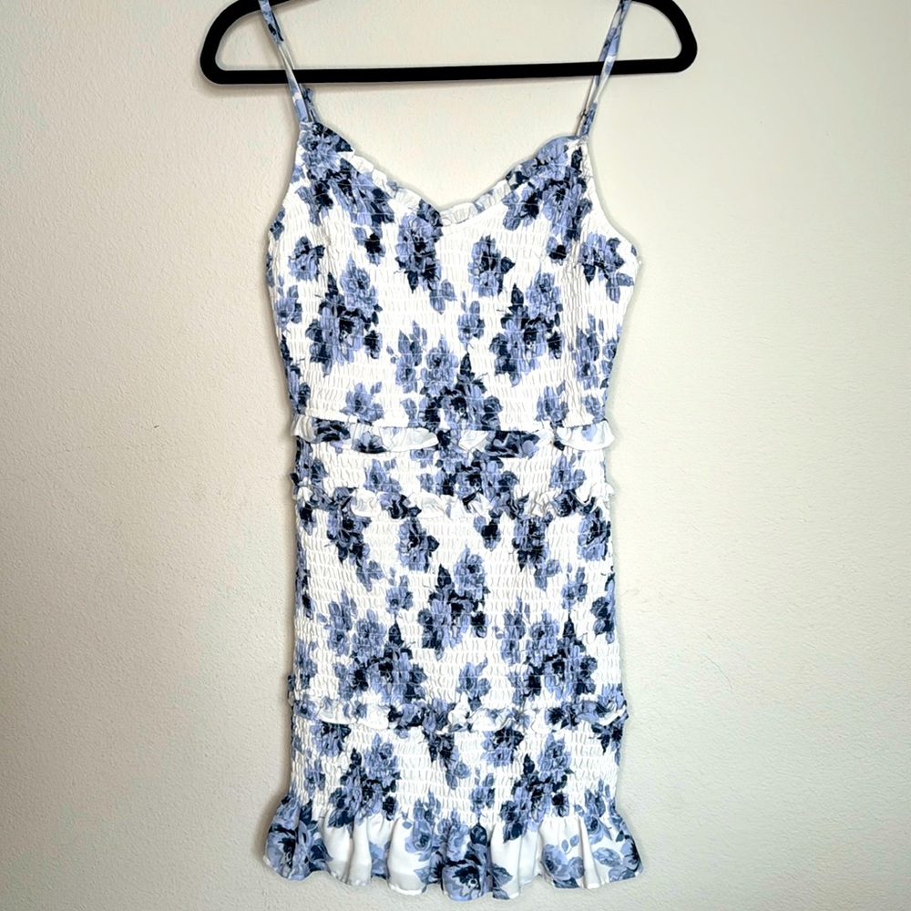 Abercrombie & Fitch Smocked Floral Blue Dress